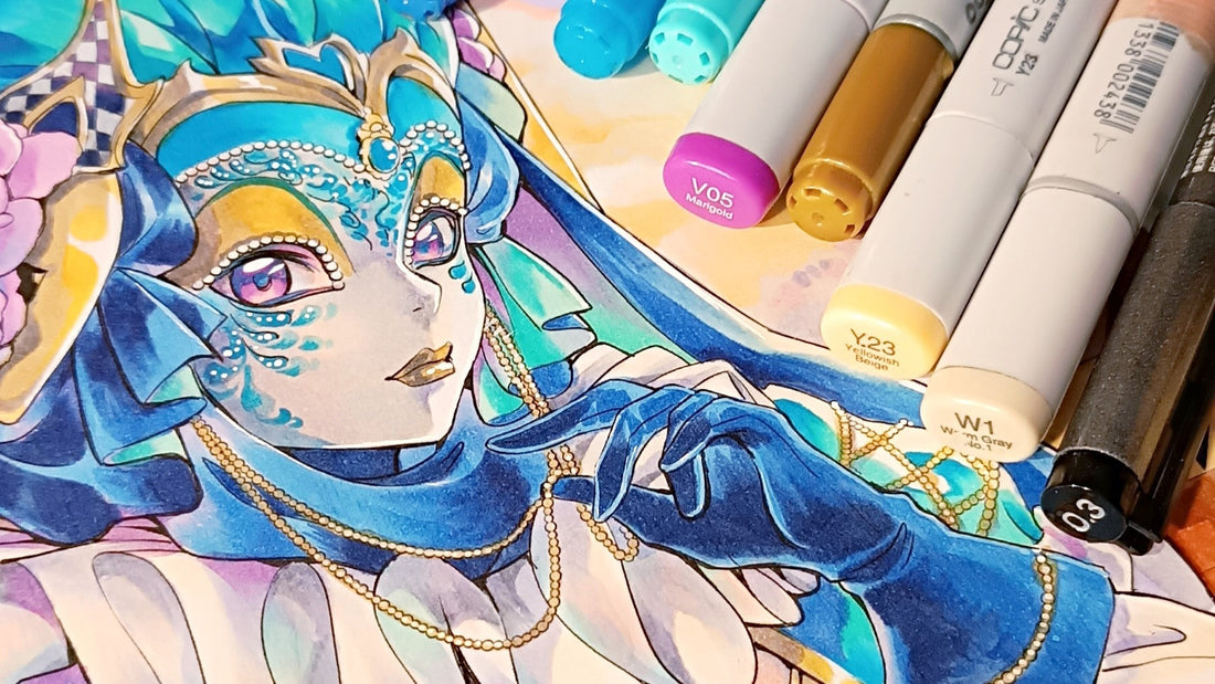 Venetian mask with Copics