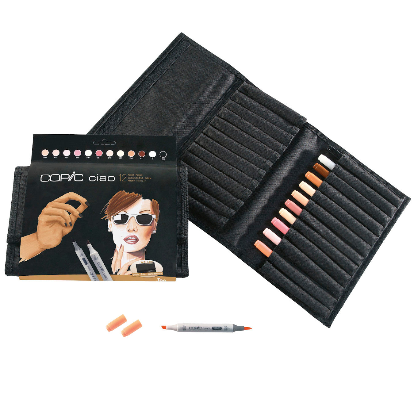 Copic Ciao 12 Leather Shades Set in Case